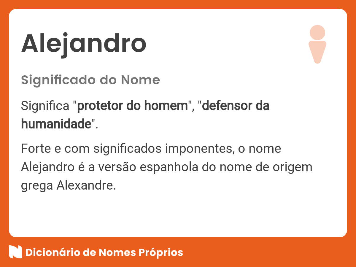Significado do nome Alejandro Dicionário de Nomes Próprios