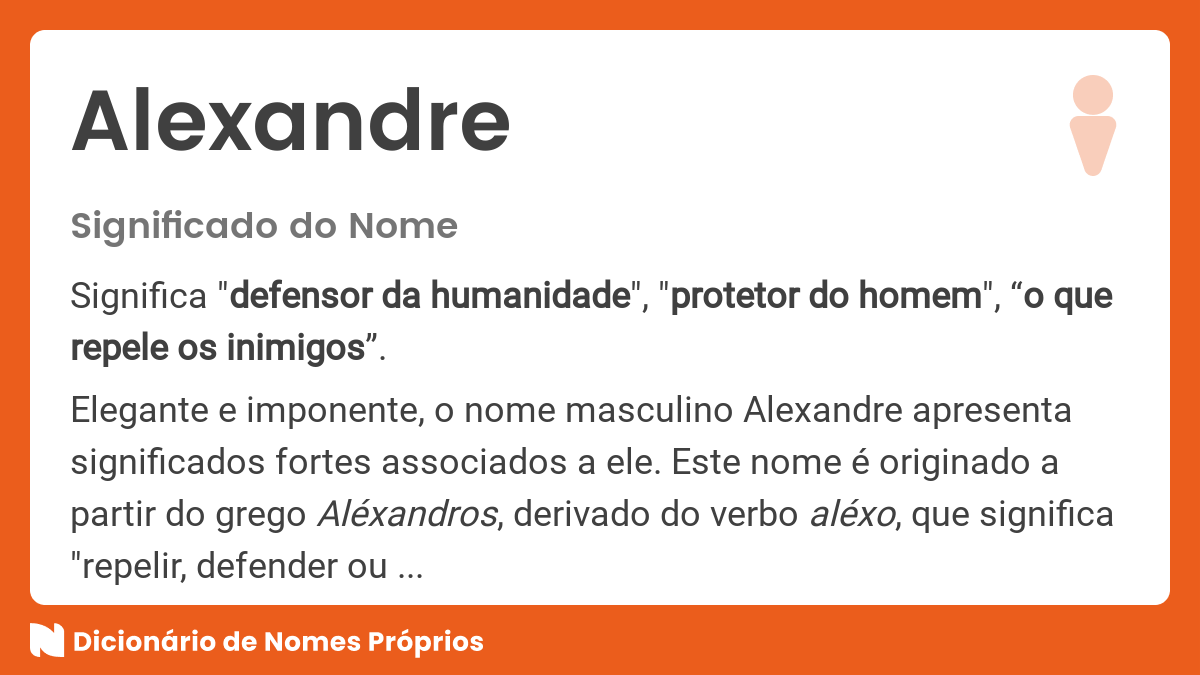 Significado do nome Alexandre - Dicionário de Nomes Próprios