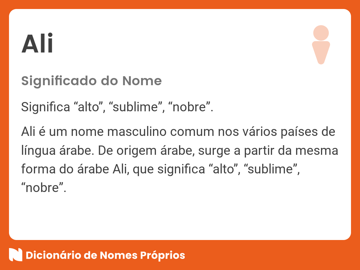 Significado do nome Ali Dicionário de Nomes Próprios