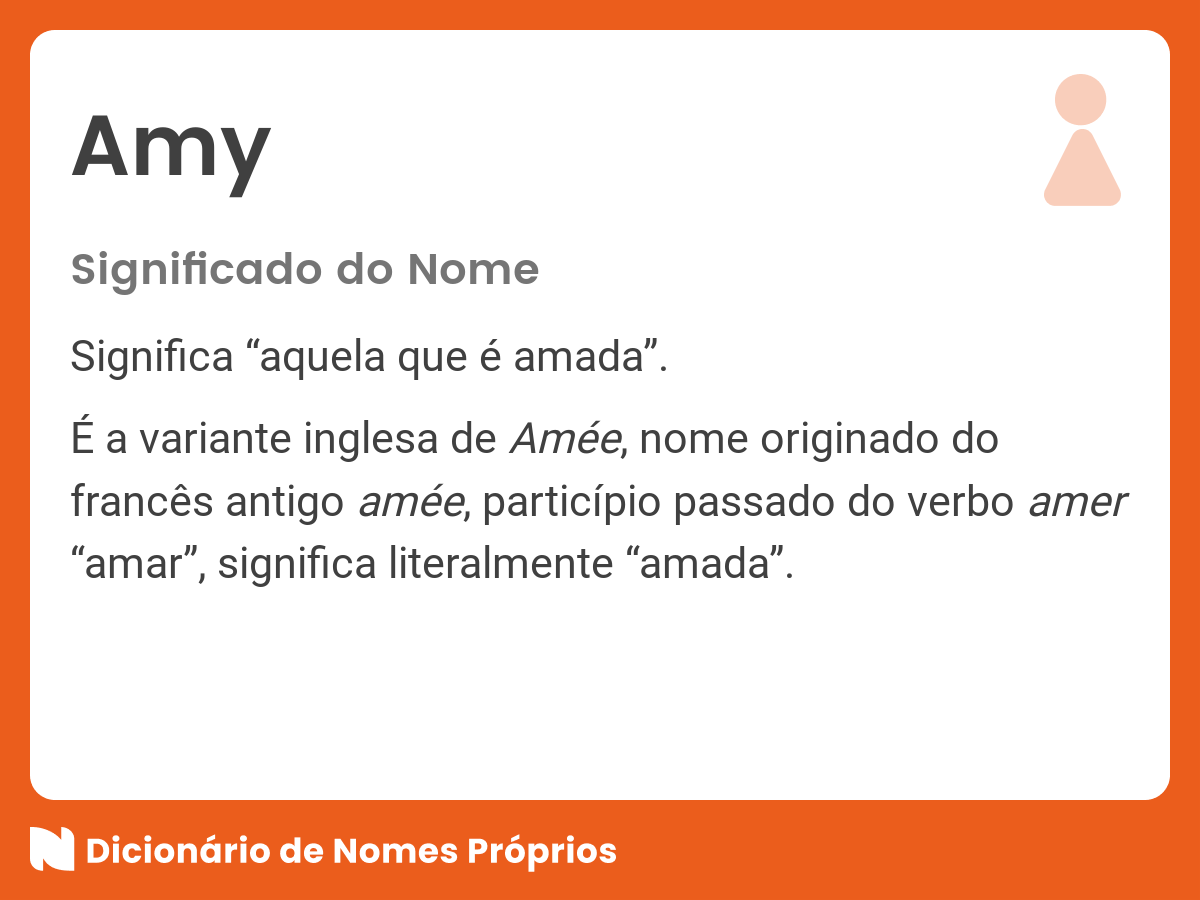 Significado do nome Amy Dicionário de Nomes Próprios