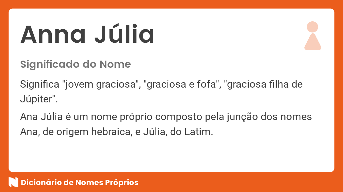 Significado do nome Ana Júlia - Dicionário de Nomes Próprios