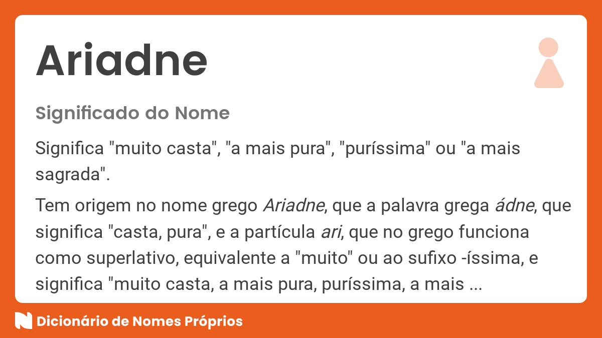 Significado do nome Ariadne - Dicionário de Nomes Próprios