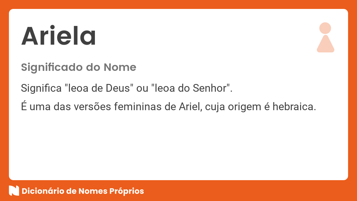 Significado Do Nome Ariele Dicionário De Nomes Próprios