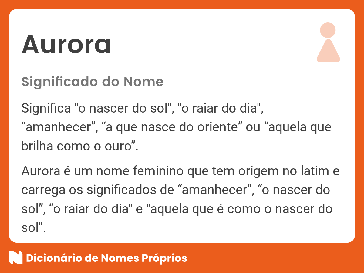 Significado do nome Aurora - Dicionário de Nomes Próprios