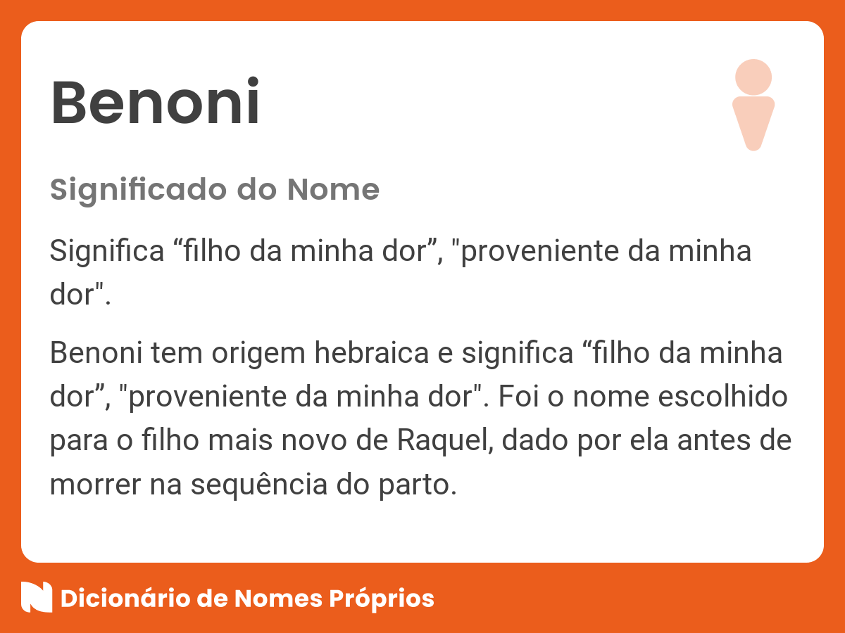 Nome de menino Benoni, significado e origem de Benoni - TodoPapás