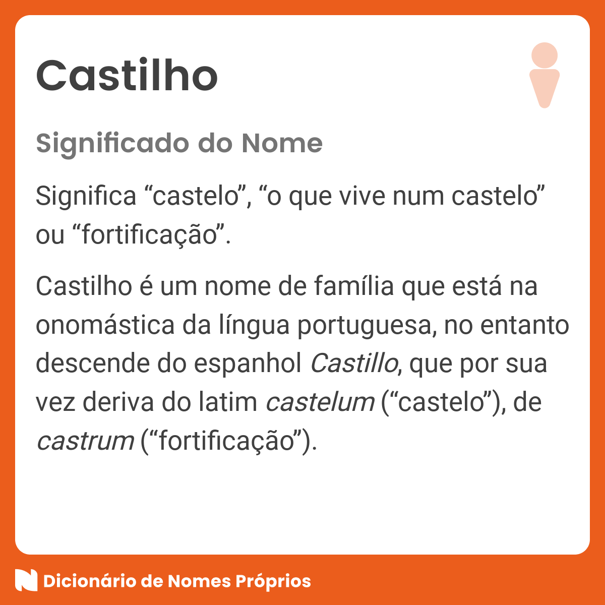 Significado do nome Castilho - Dicionário de Nomes Próprios