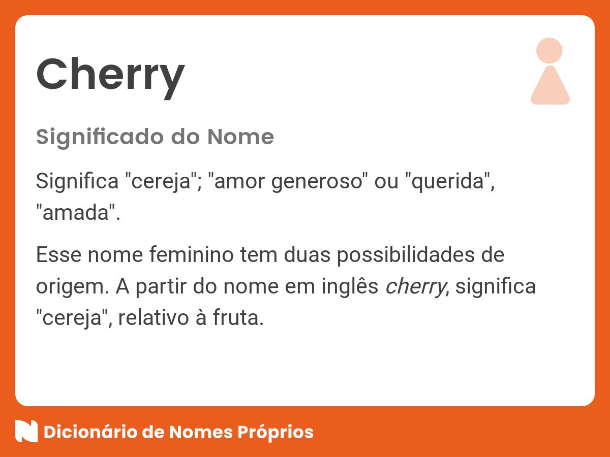 Significado do nome Cherry - Dicionário de Nomes Próprios