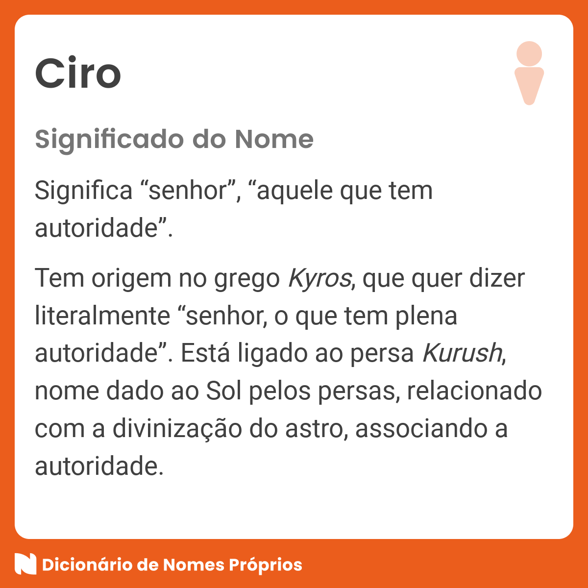 Significado do nome Ciro Dicion rio de Nomes Pr prios