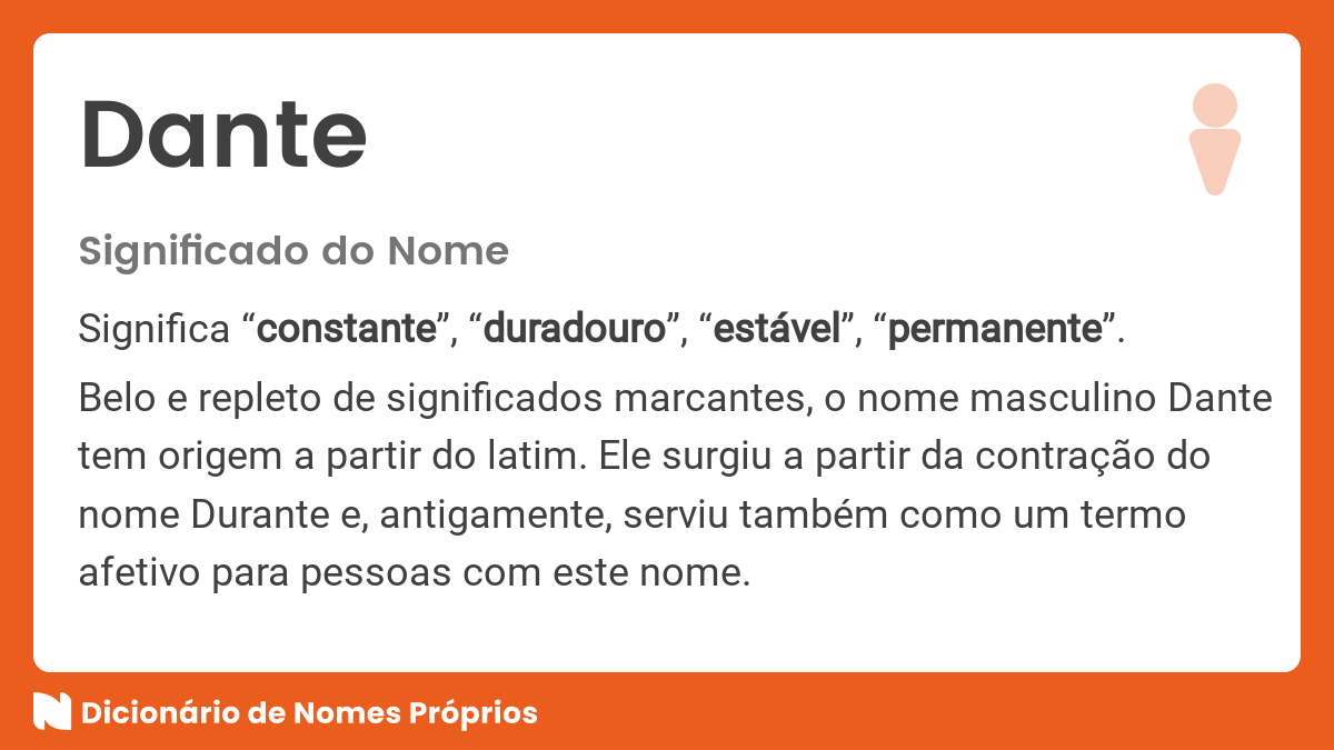 Significado do nome Dante - Dicionário de Nomes Próprios