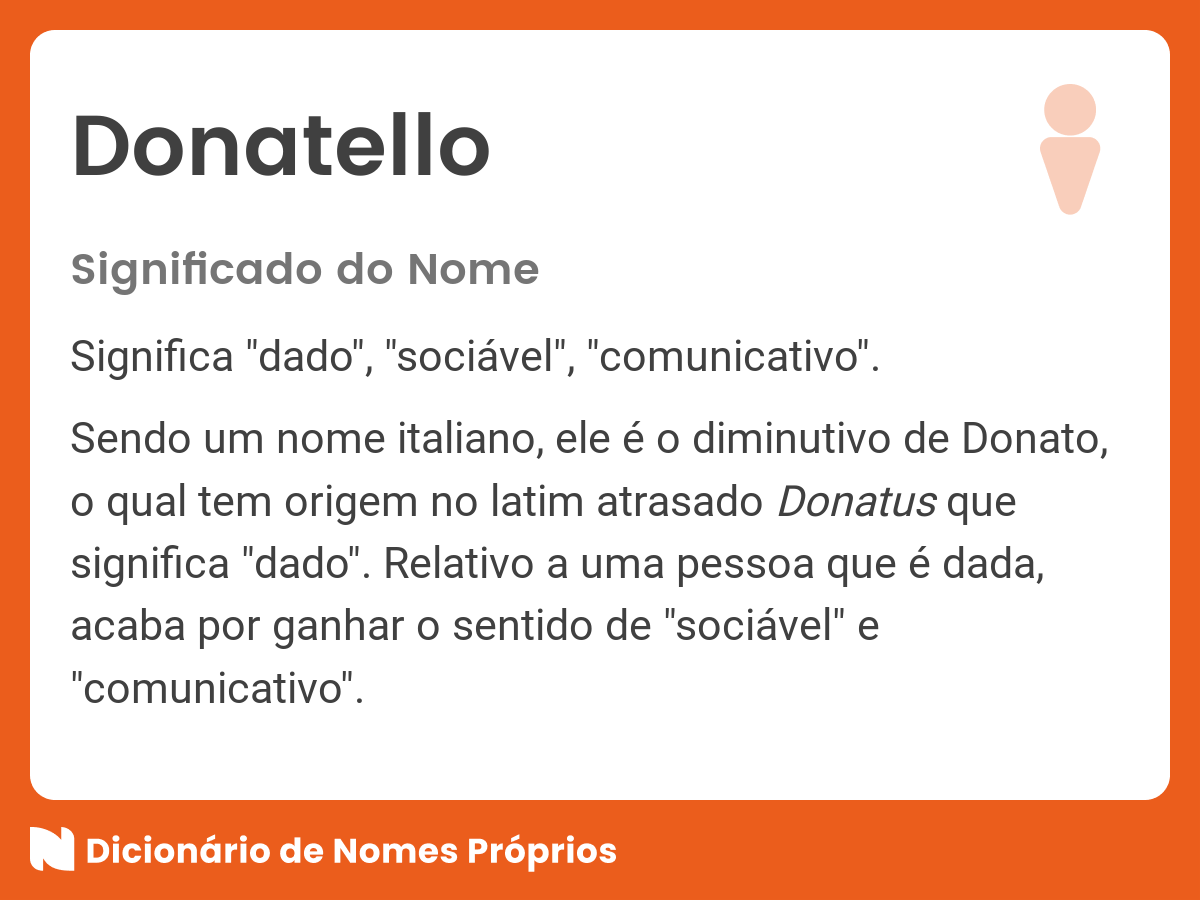 Significado Do Nome Donatello Dicion rio De Nomes Pr prios