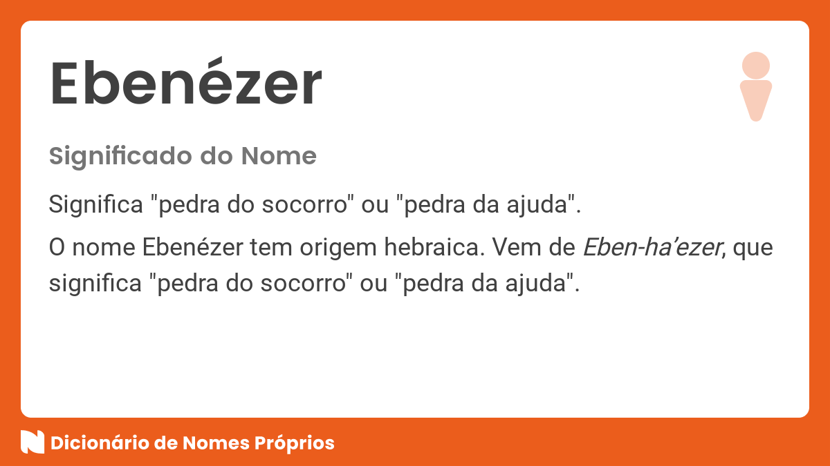 Significado do nome Ebenézer - Dicionário de Nomes Próprios