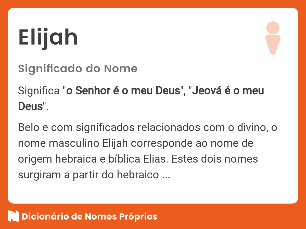 Significado do nome Elijah - Dicionário de Nomes Próprios