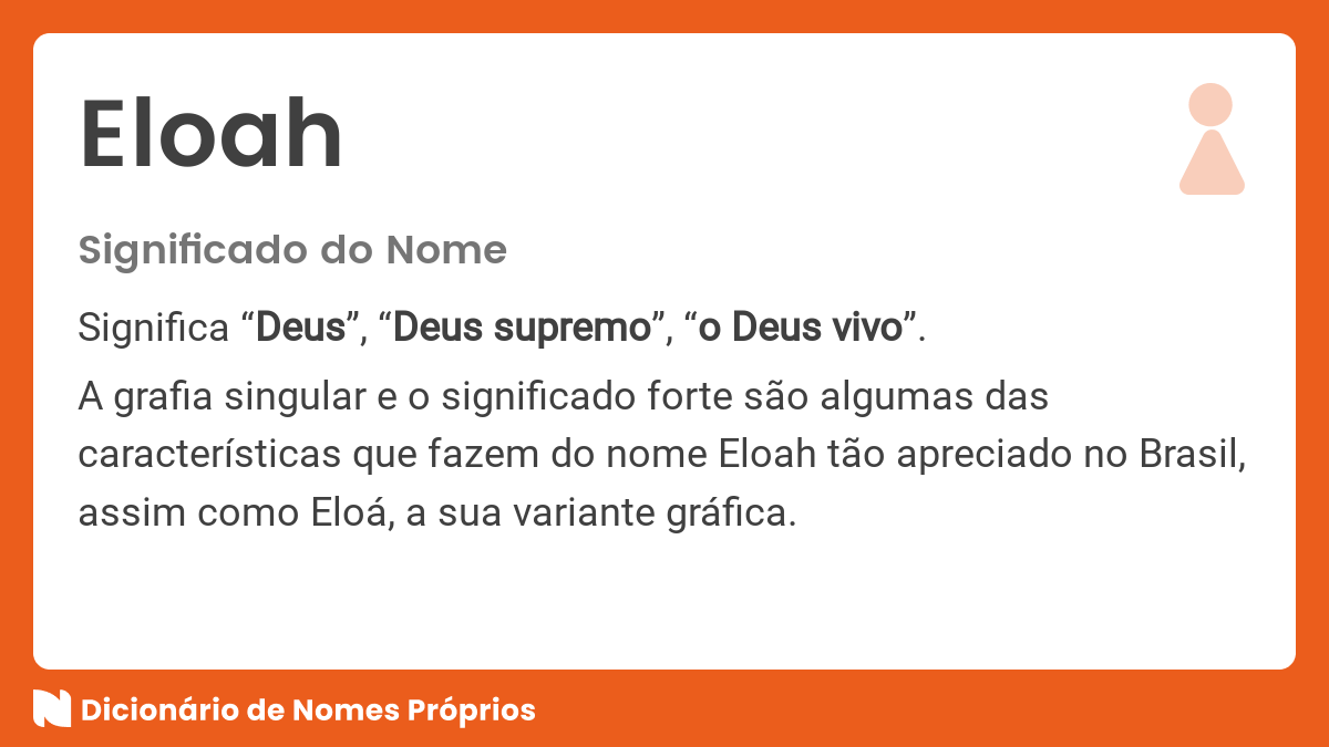 Significado do nome ELOAH - DICIONÁRIO DOS NOMES