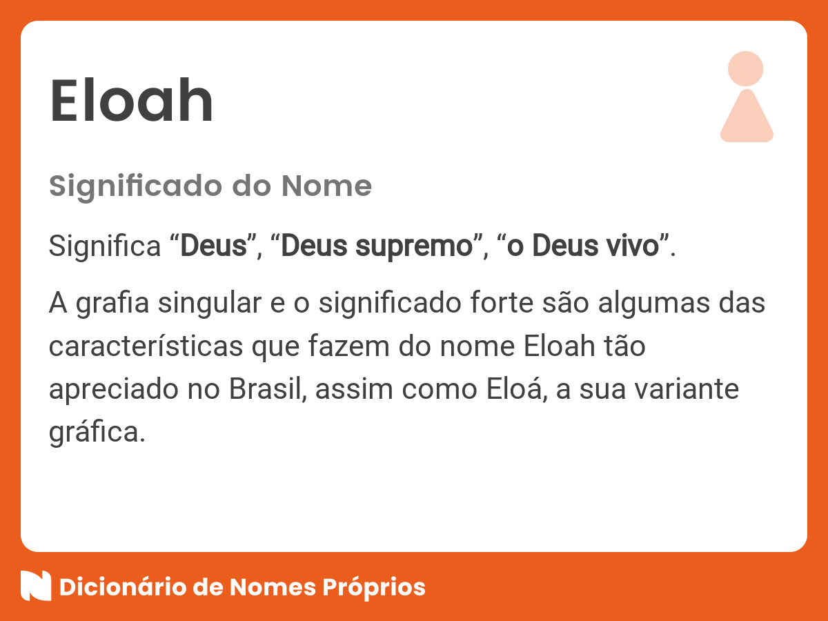 Significado do nome Eloah - Dicionário de Nomes Próprios