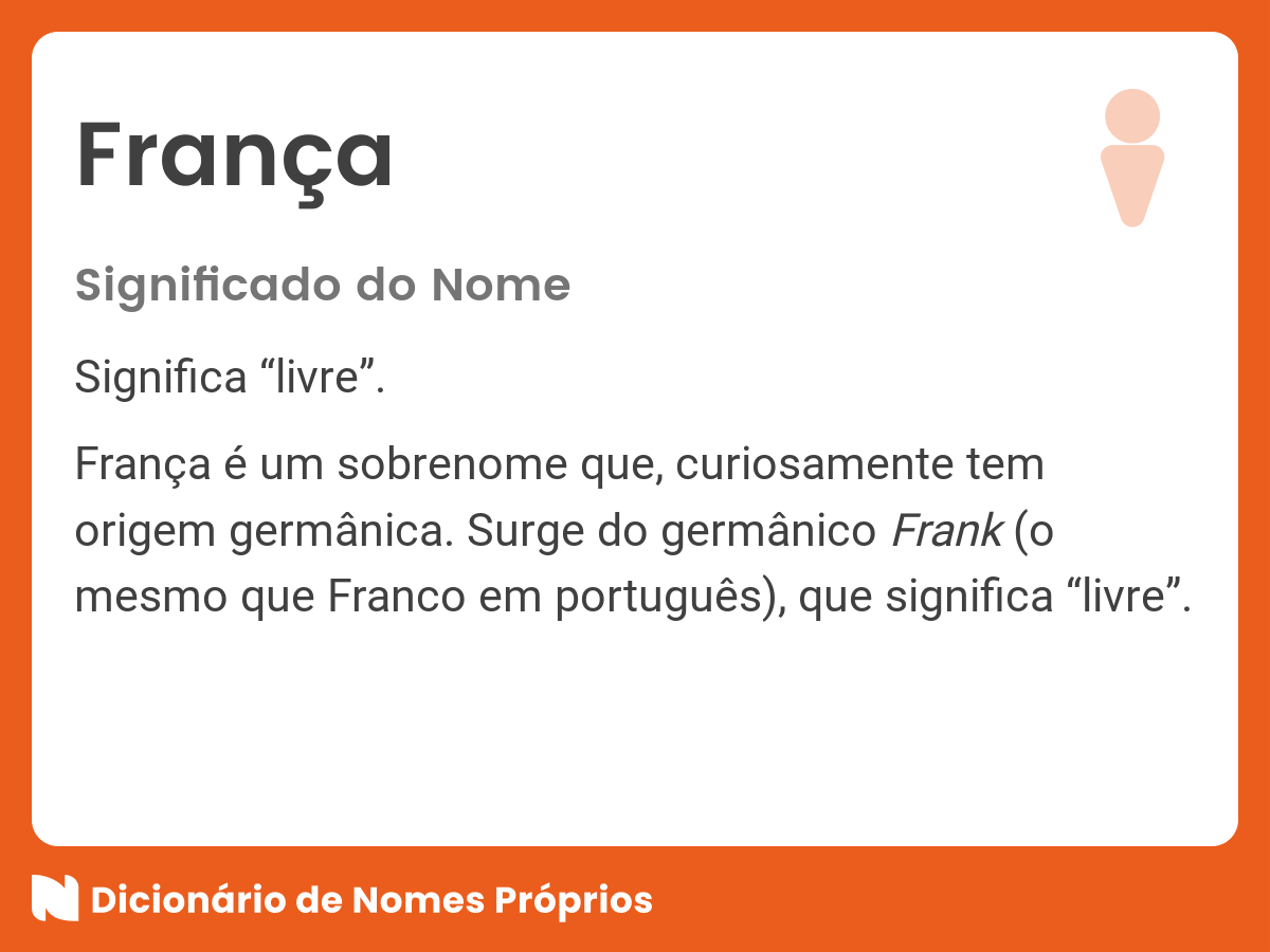 Significado do nome França - Dicionário de Nomes Próprios