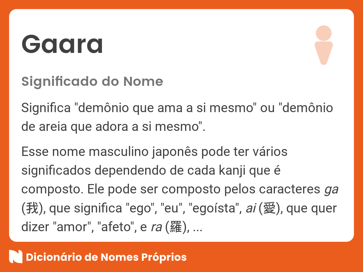 Significado do nome Gaara - Dicionário de Nomes Próprios