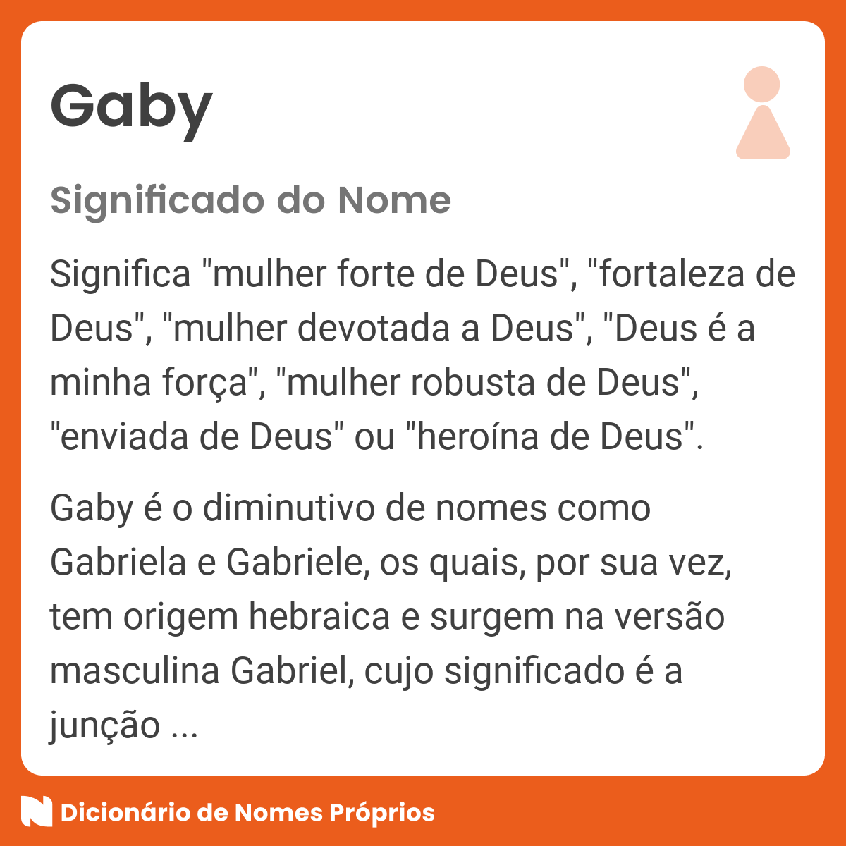 Significado do nome Gaby - Dicionário de Nomes Próprios
