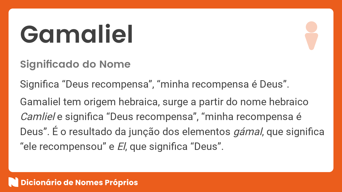 Significado do nome Gamaliel Dicionário de Nomes Próprios