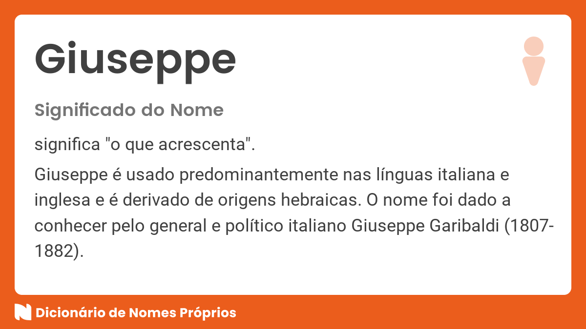 Significado do nome Giuseppe Dicionário de Nomes Próprios