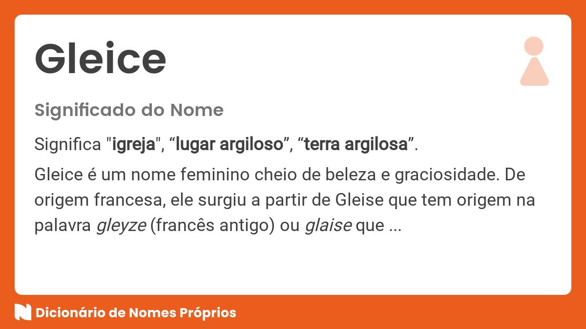 Significado do nome Gleice - Dicionário de Nomes Próprios