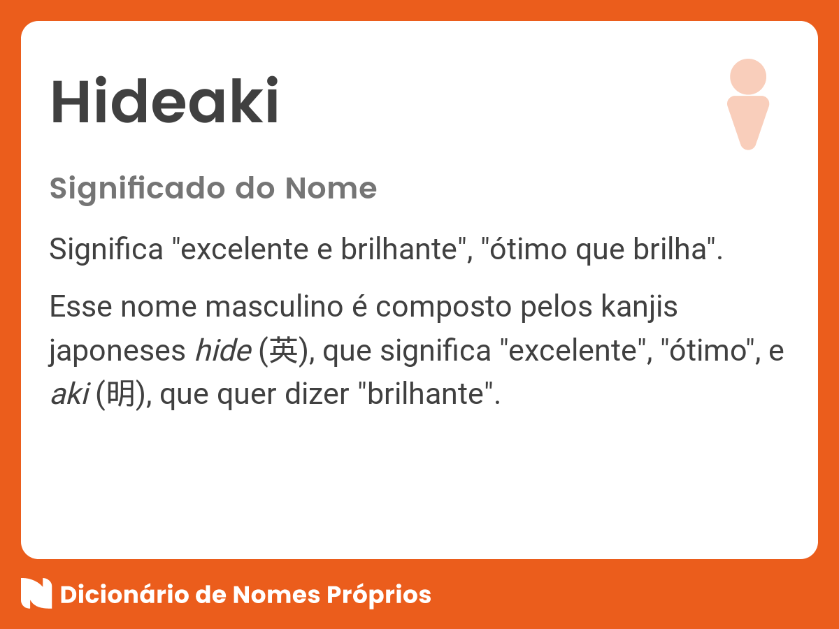 Significado do nome Hideaki - Dicionário de Nomes Próprios