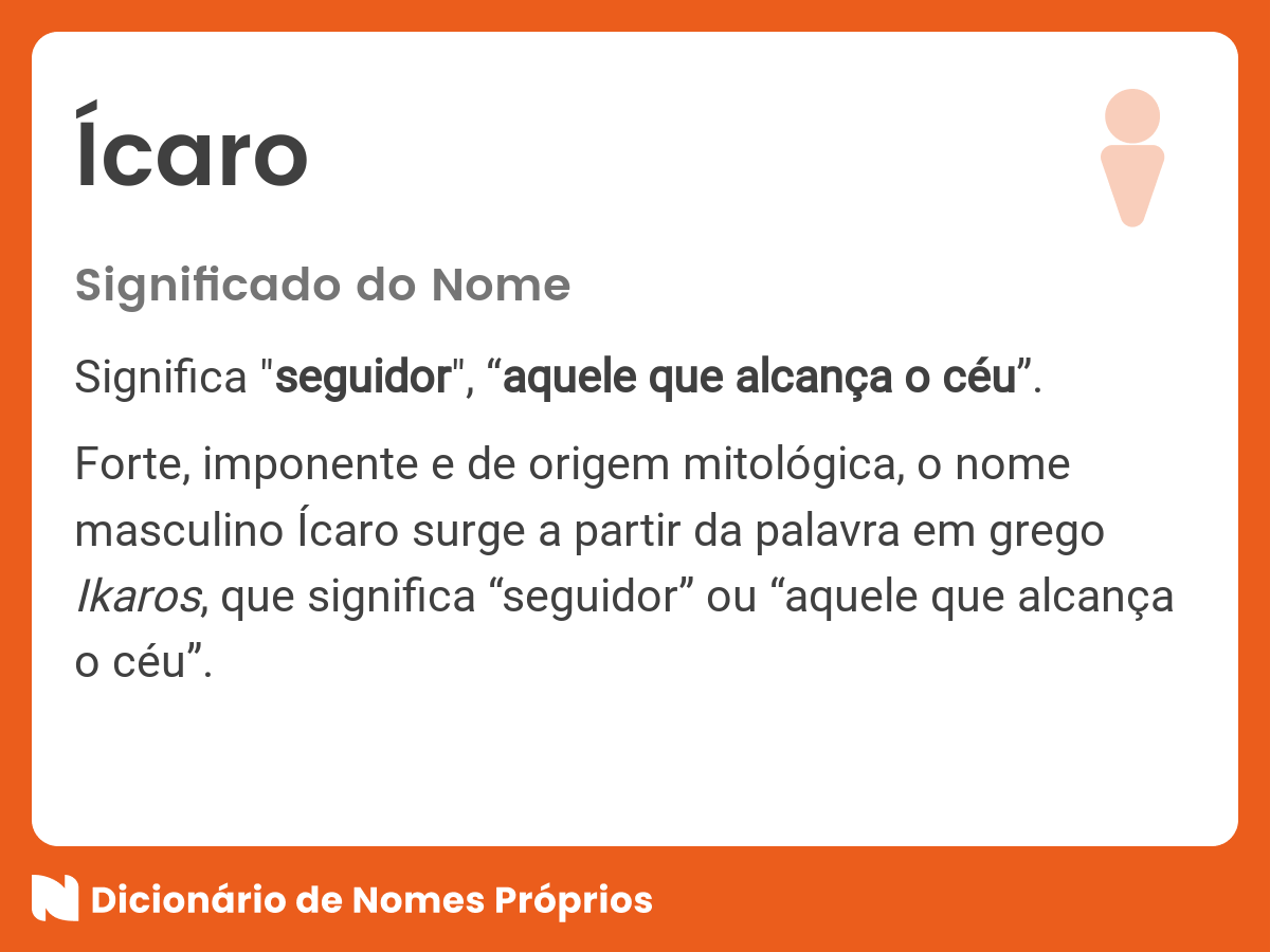 Significado do nome Ícaro - Dicionário de Nomes Próprios