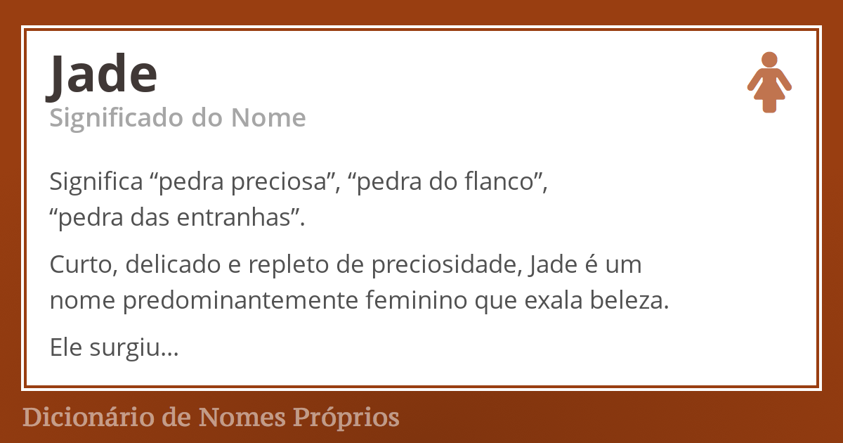 Significado do nome Jade