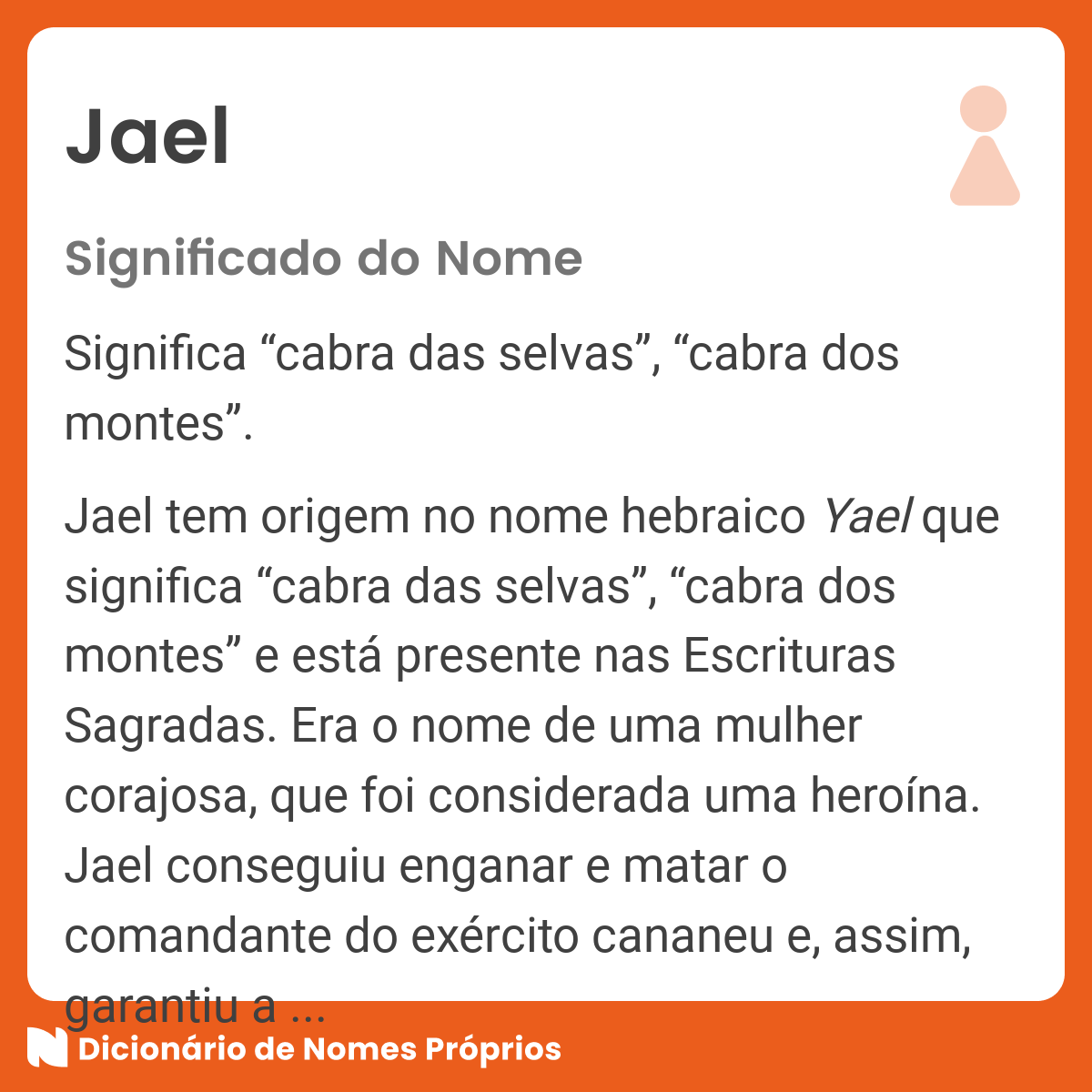 Qual é o significado do nome Jael?