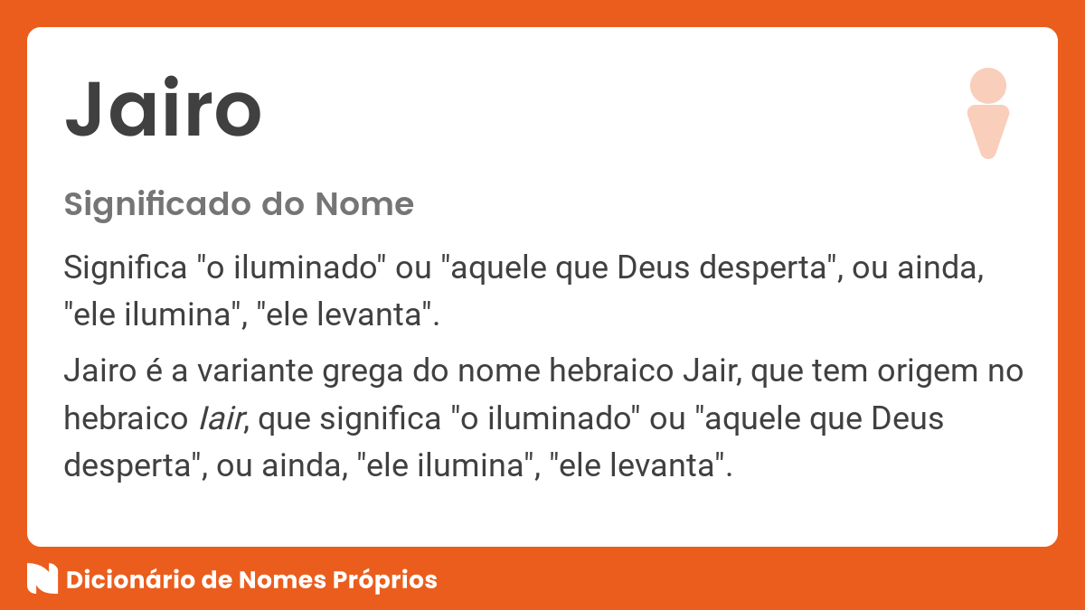 Significado do nome Jairo Dicionário de Nomes Próprios