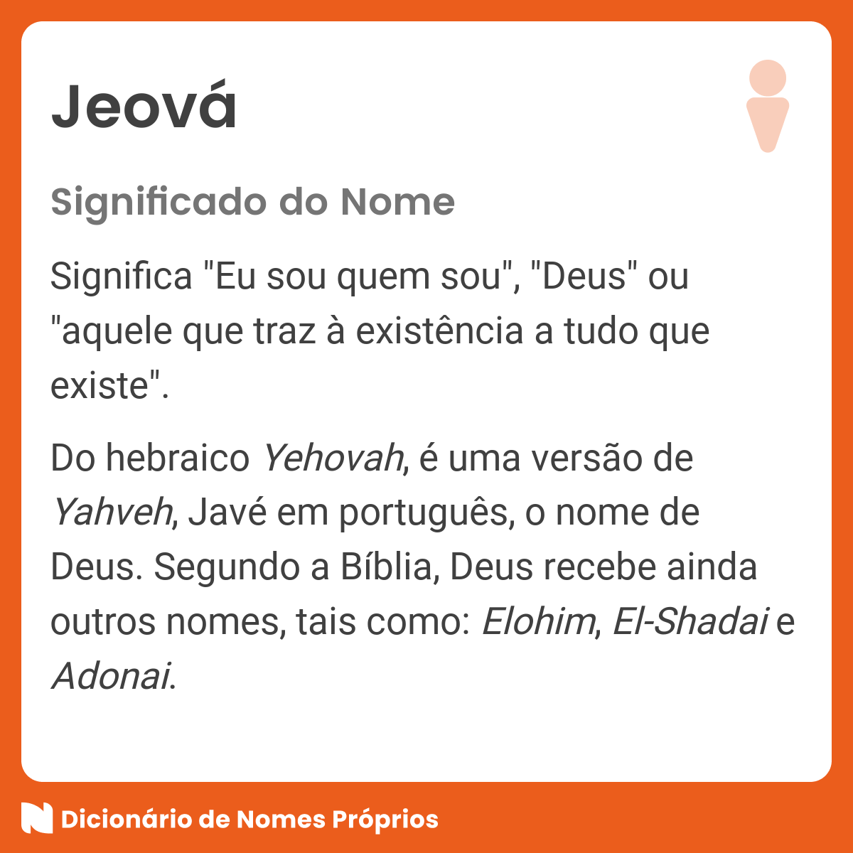 Significado do nome Jeová - Dicionário de Nomes Próprios