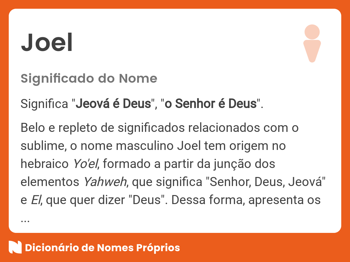 get discount significa que o Joel nome Significado do