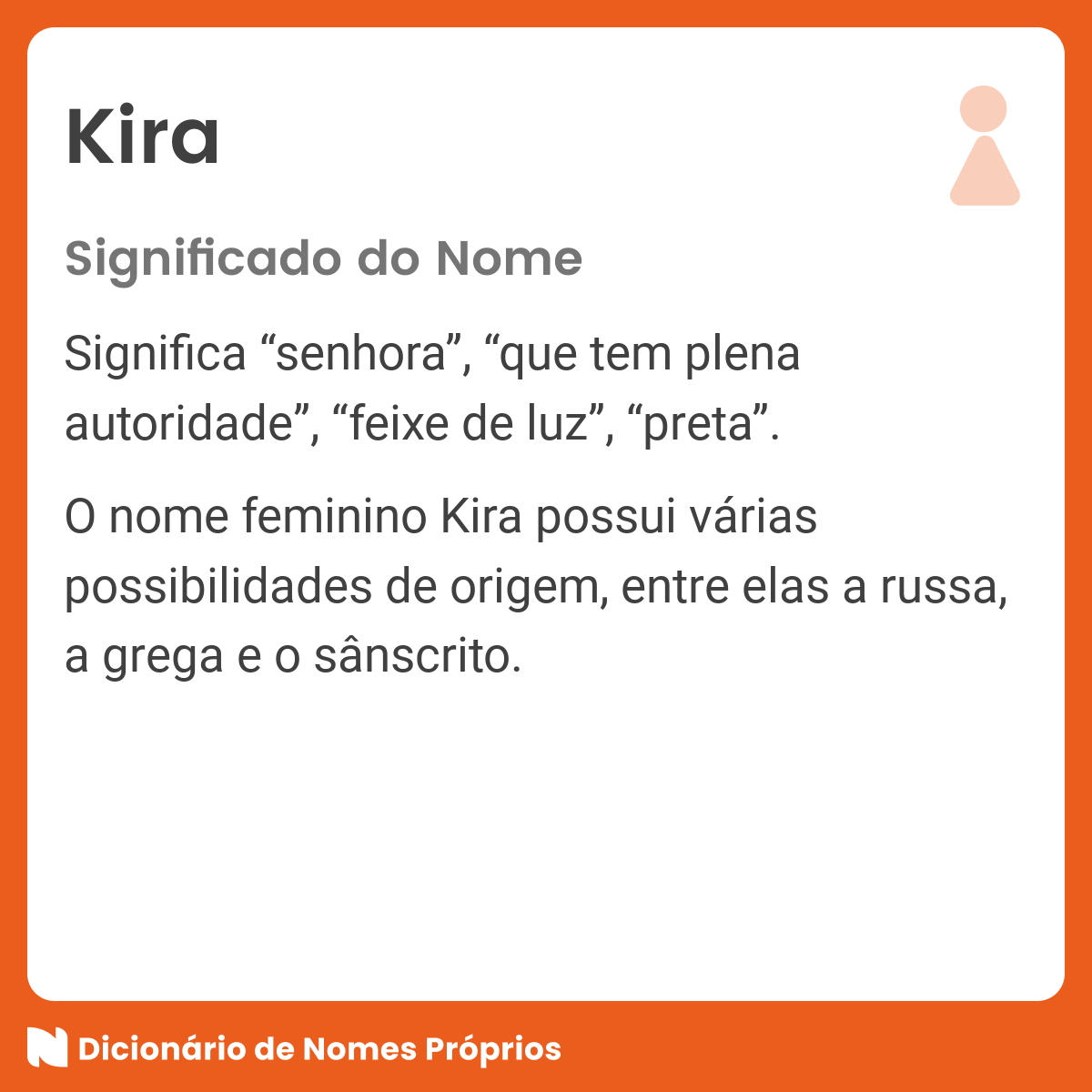 Significado do nome Kira Dicion rio de Nomes Pr prios