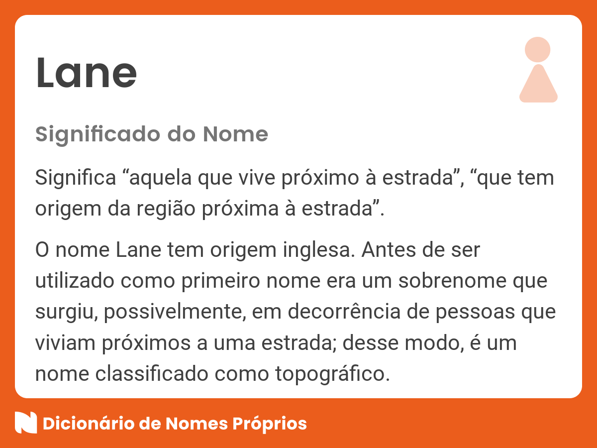 Significado do nome Lane - Dicionário de Nomes Próprios