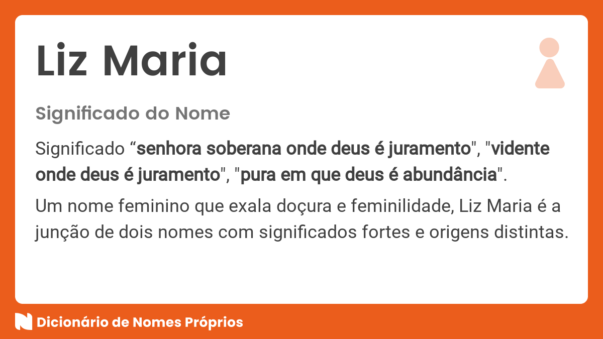 Significado do nome Liz Maria - Dicionário de Nomes Próprios