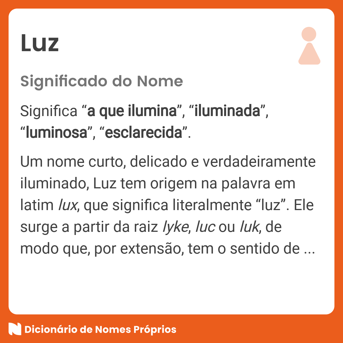 Qual o nome que significa luz?