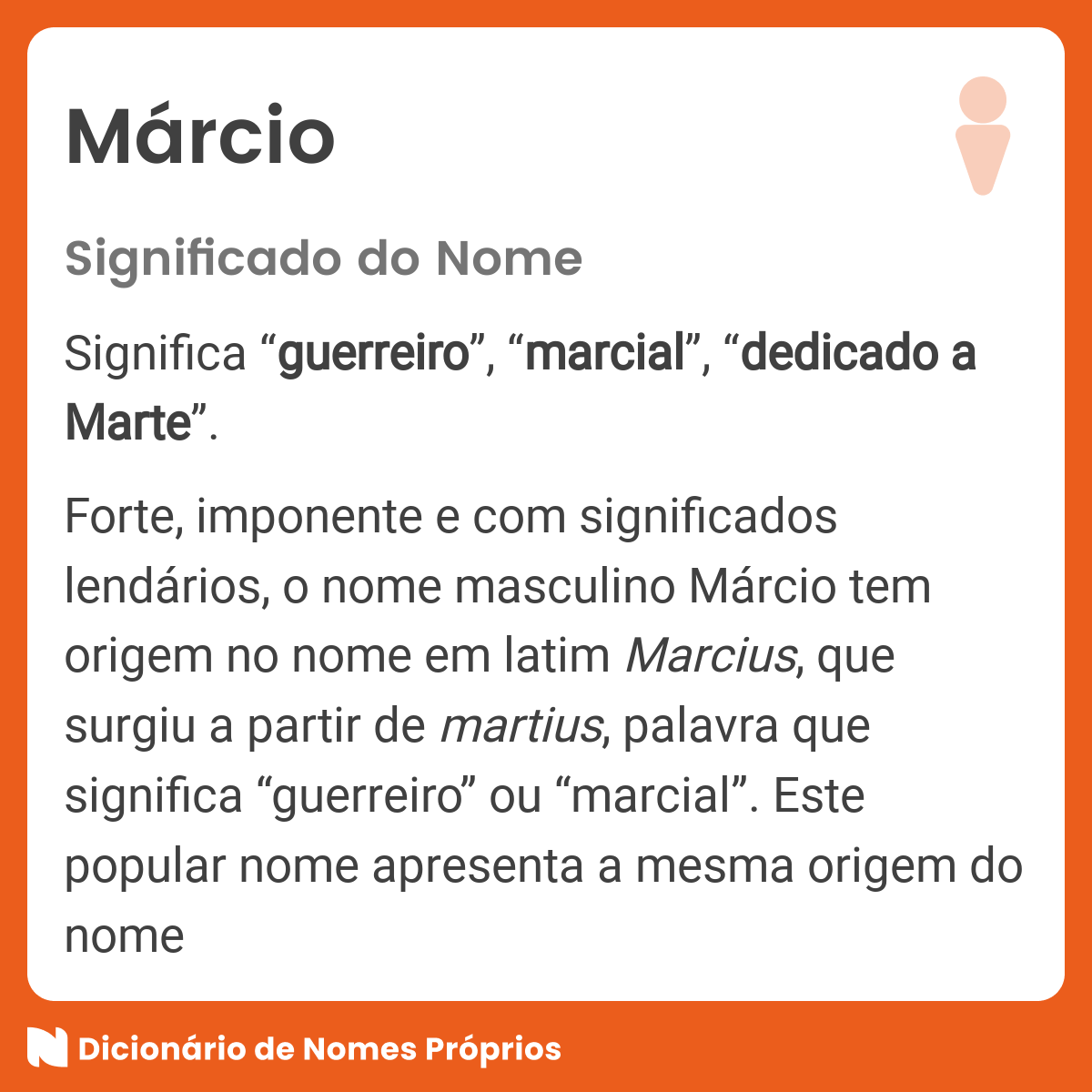 Significado do nome Márcio - Dicionário de Nomes Próprios