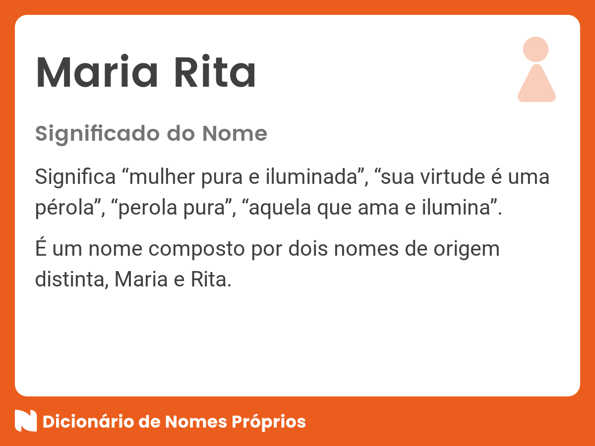 Significado Do Nome Maria Rita Dicionário De Nomes Próprios