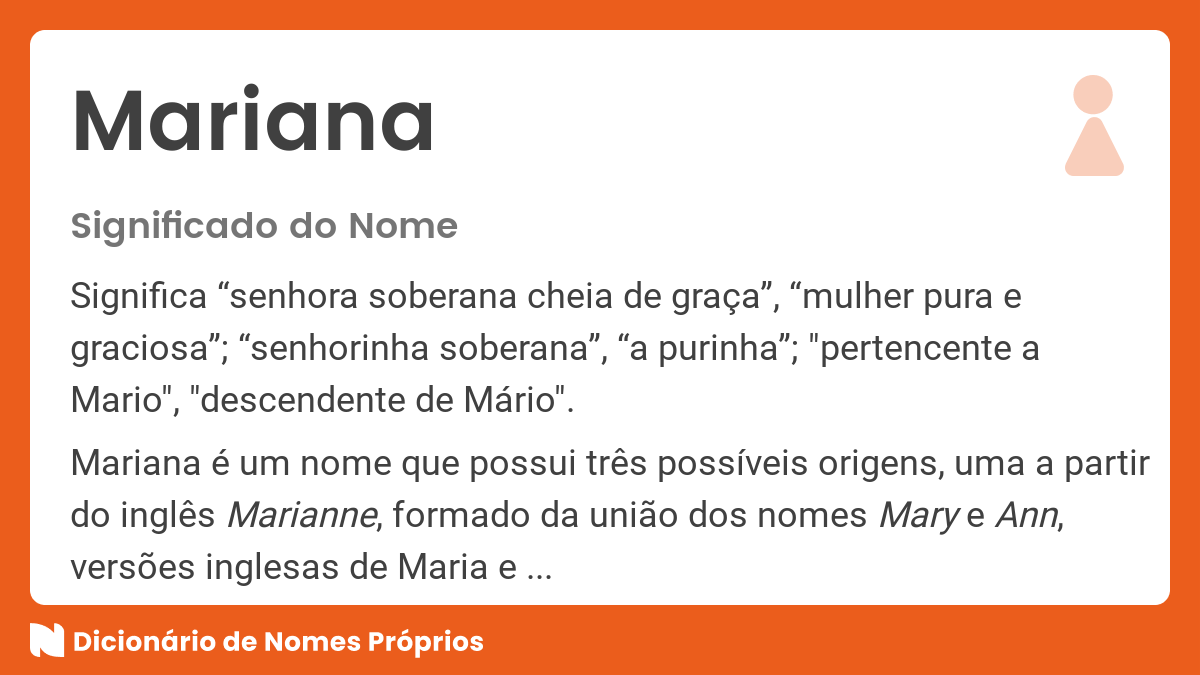 Significado do nome Mariana - Dicionário de Nomes Próprios