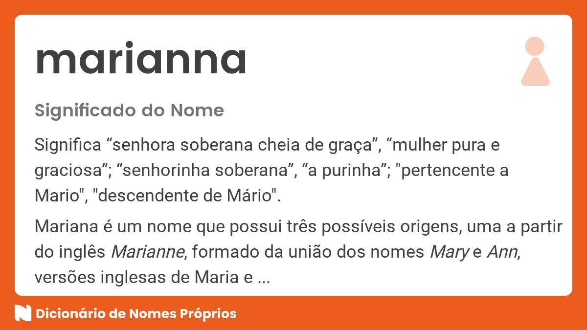 Significado do nome Mariana - Dicionário de Nomes Próprios