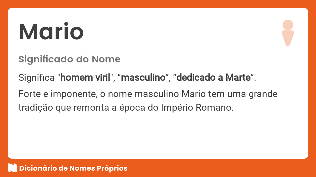 Significado do nome Mario Dicionário de Nomes Próprios Significado do nome Mario Dicionário de Nomes Próprios