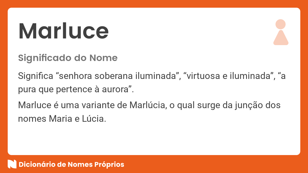 Significado do nome Marluce - Dicionário de Nomes Próprios