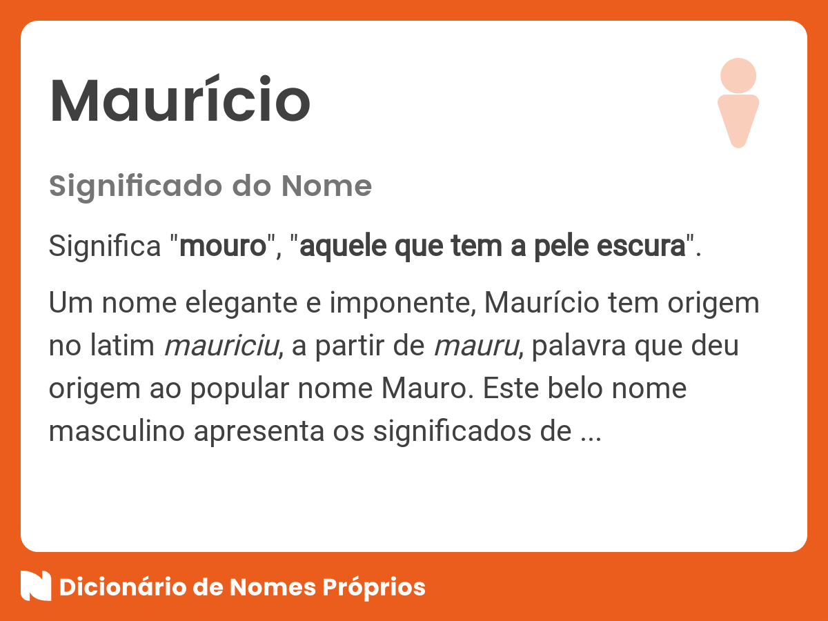 Significado do nome Maurício - Dicionário de Nomes Próprios