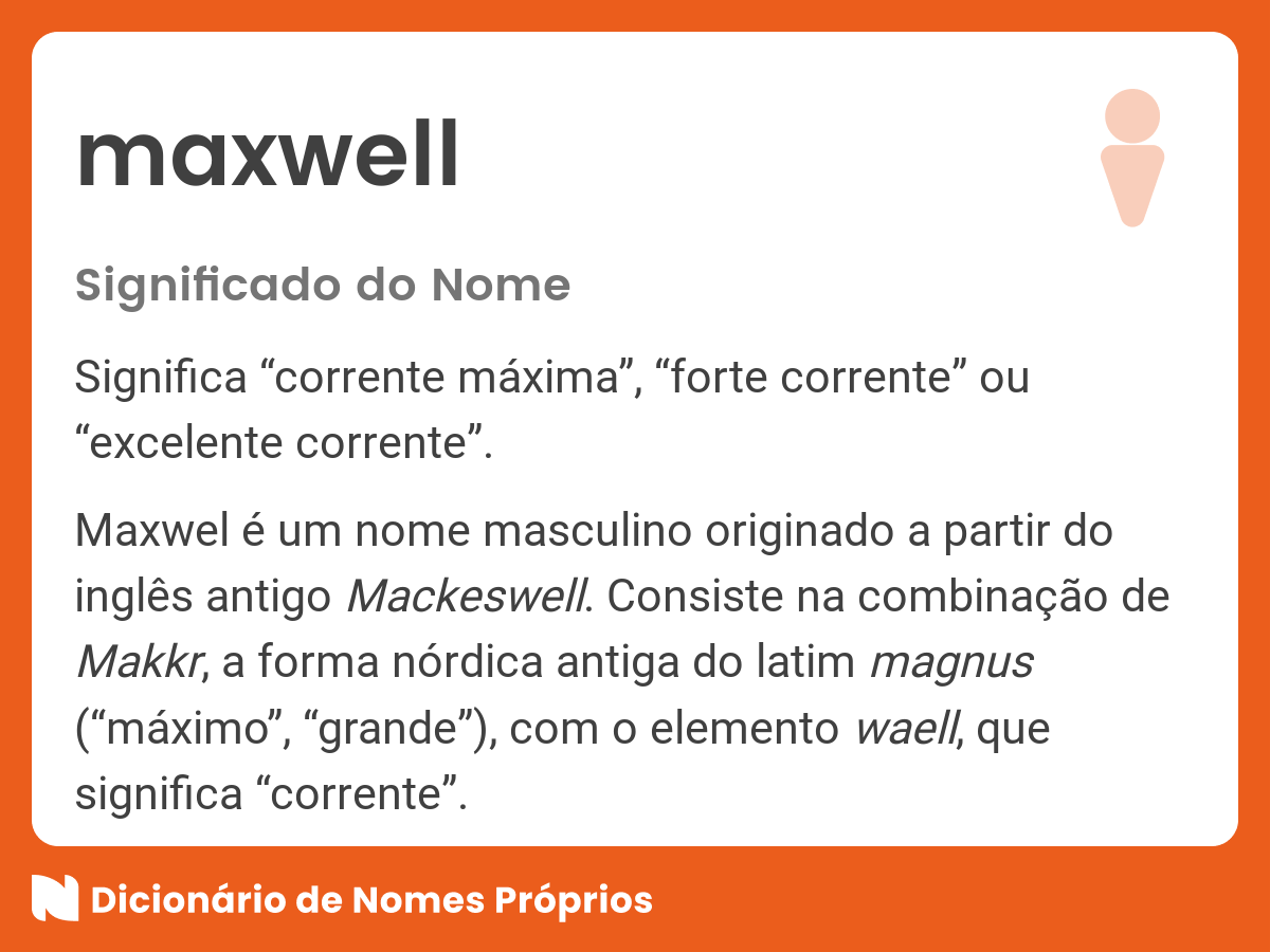 Significado do nome Maxwell - Dicionário de Nomes Próprios