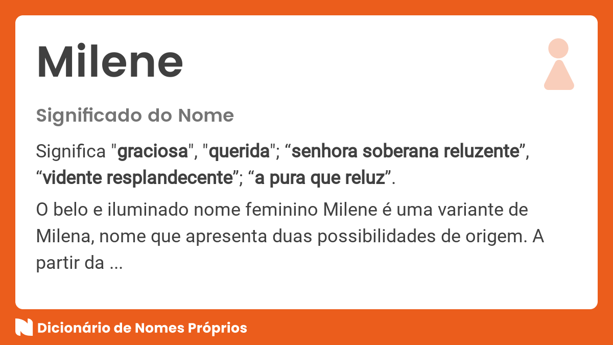 Significado do nome Milene - Dicionário de Nomes Próprios