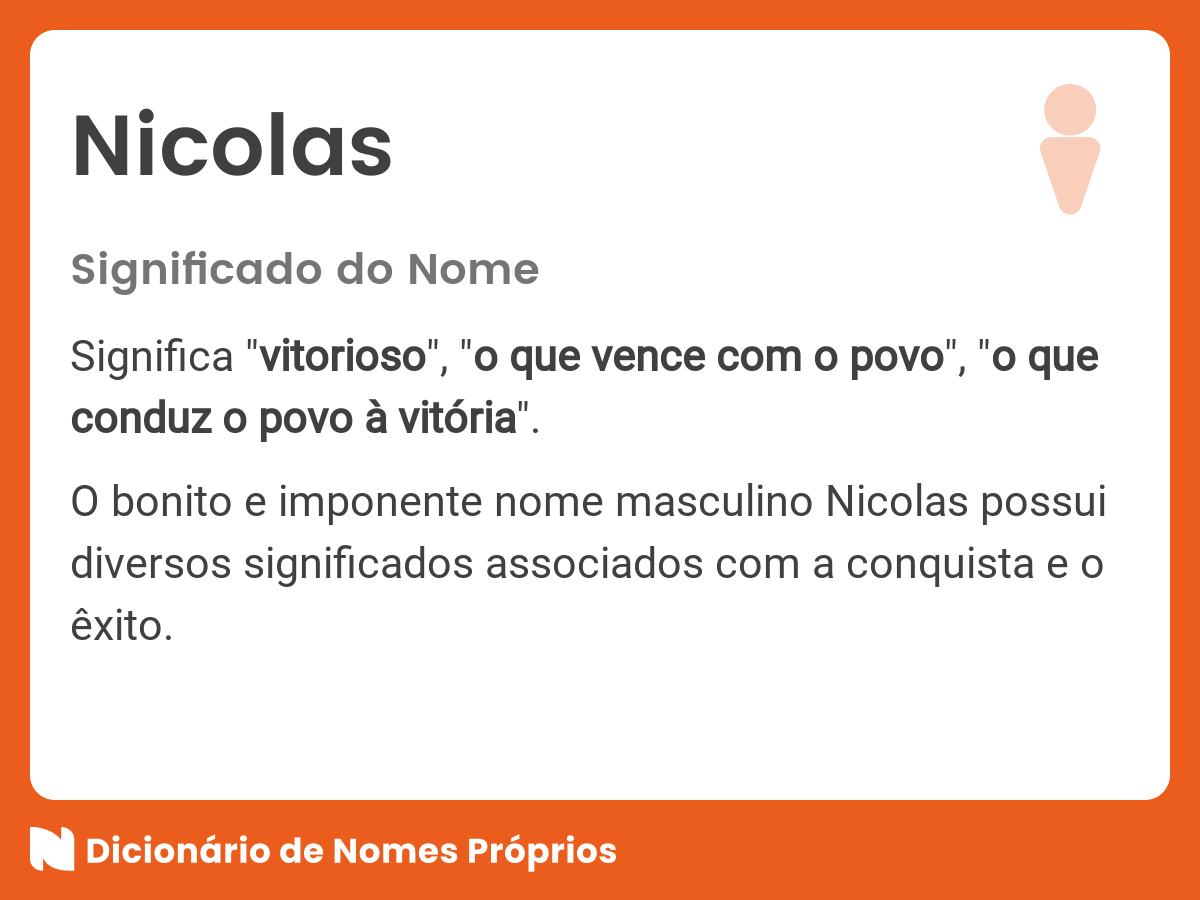 Significado do nome Nicolas - Dicionário de Nomes Próprios