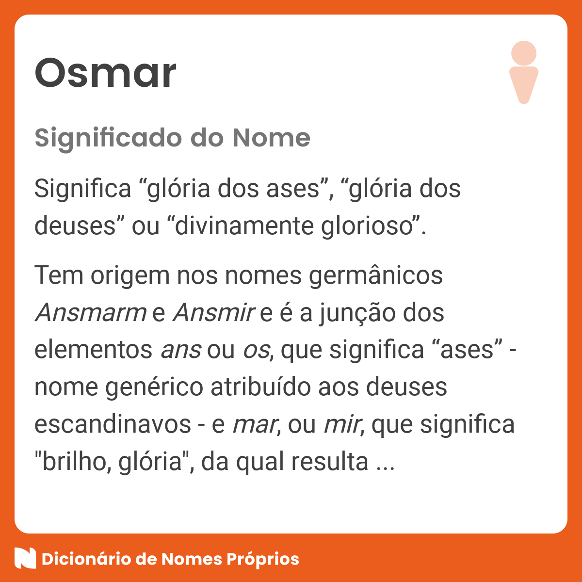 Significado do nome Osmar - Dicionário de Nomes Próprios