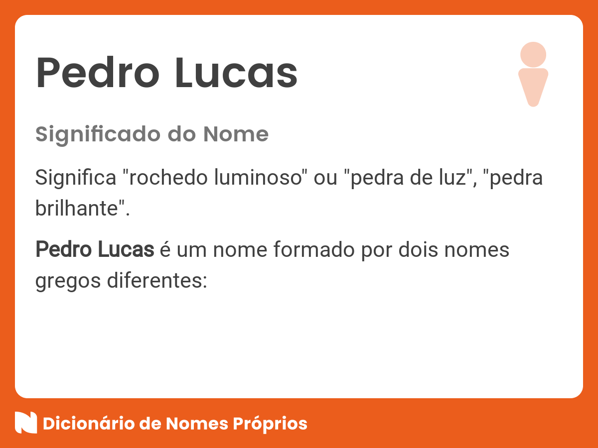 Significado do nome Pedro Lucas - Dicionário de Nomes Próprios