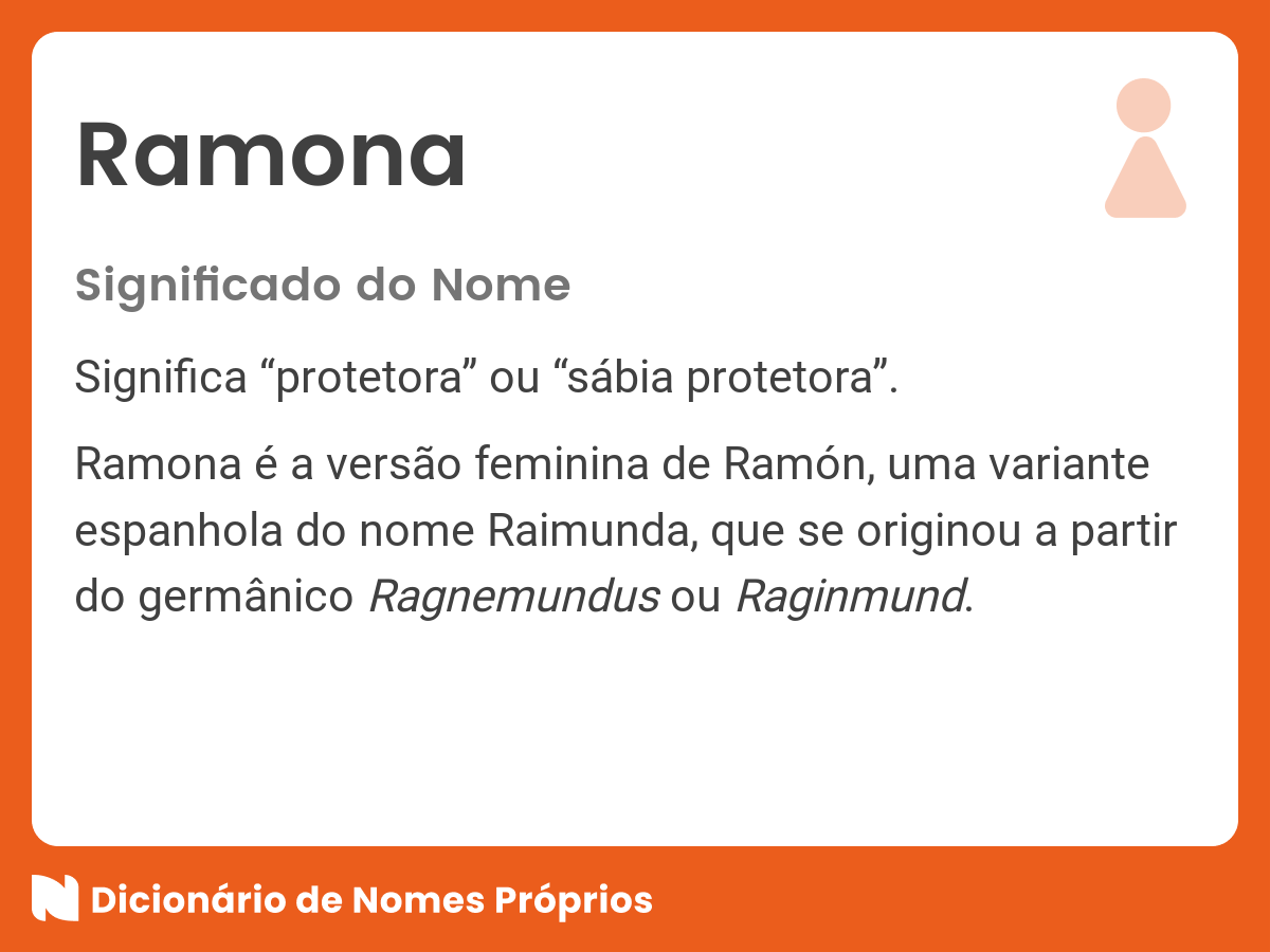 Significado do nome Ramona Dicionário de Nomes Próprios