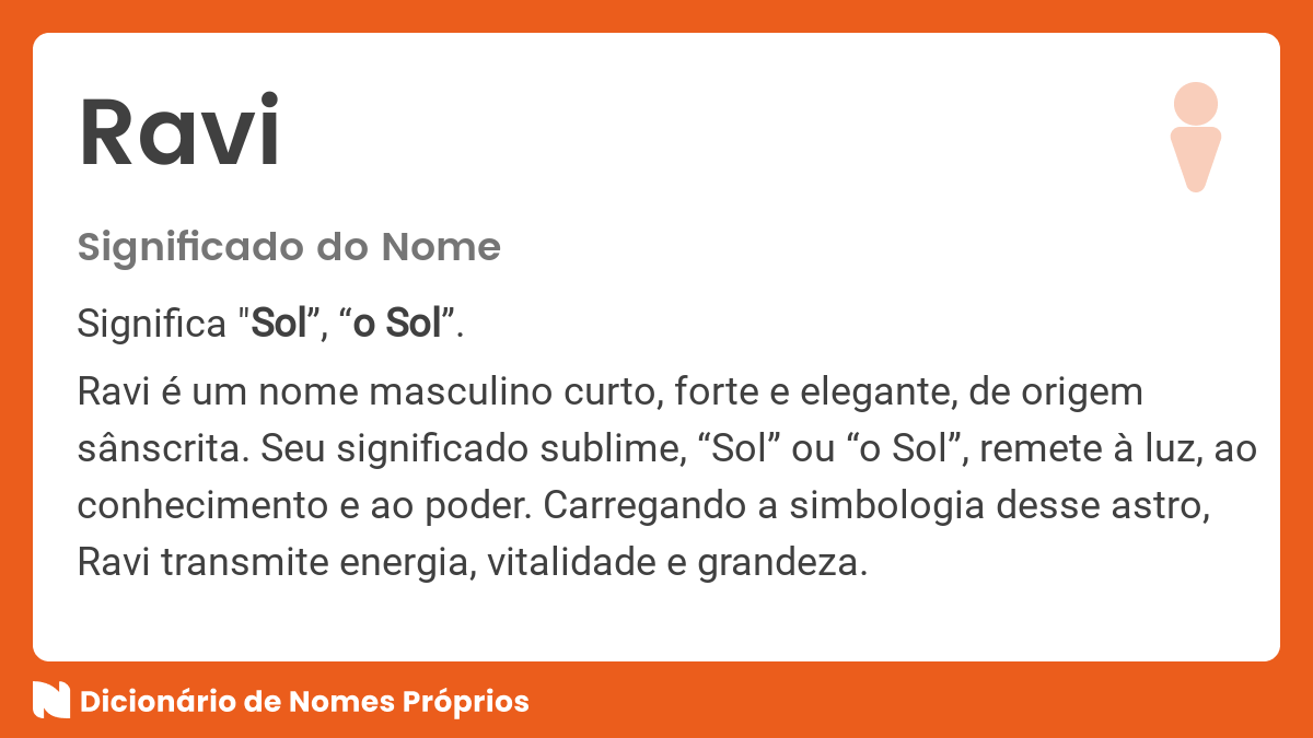 Significado do nome Ravi - Dicionário de Nomes Próprios