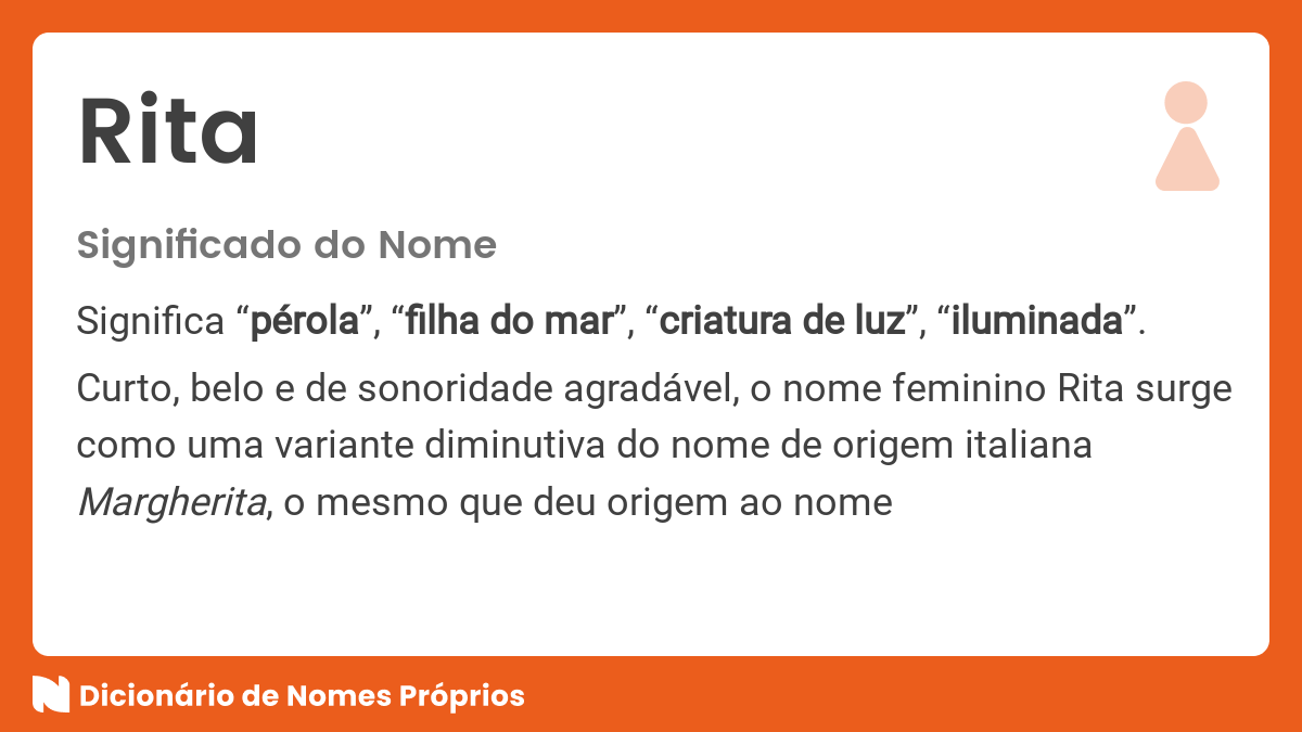 Significado Do Nome Rita Dicion Rio De Nomes Pr Prios